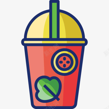 冰沙食品饮料7线性颜色图标图标
