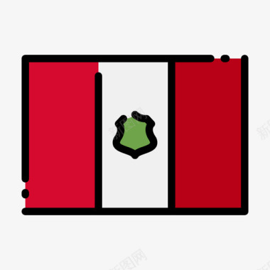 秘鲁国旗1线颜色图标图标