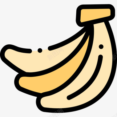 香蕉热带46线形颜色图标图标