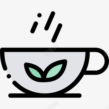 热茶64号酒吧线性颜色图标图标