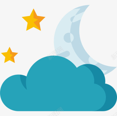 夜间多云天气219平坦图标图标