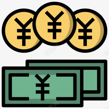 日元货币109线颜色图标图标