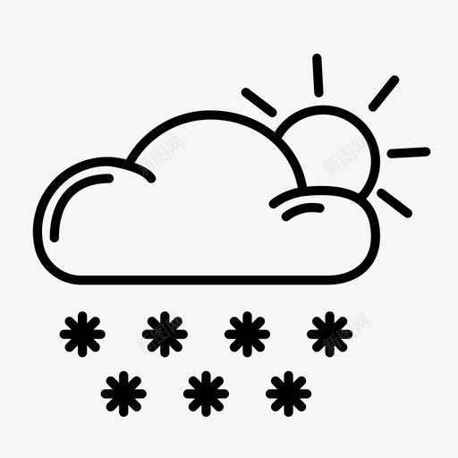 云和雪雪花天气图标svg_新图网 https://ixintu.com 云和 冬天 大纲 天气 雪花