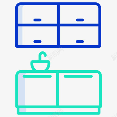 厨房家具装饰3轮廓颜色图标图标