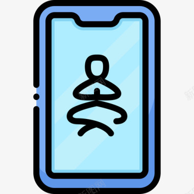 智能手机瑜伽18线性颜色图标图标