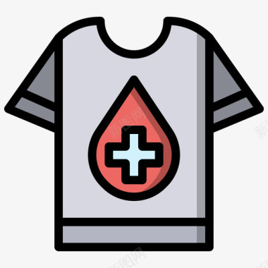 T恤献血52线性颜色图标图标
