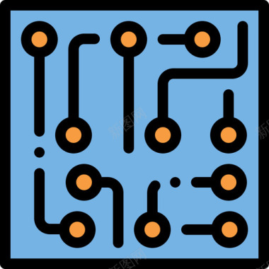 电路数字服务7线性颜色图标图标