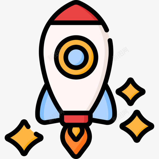 火箭营销134线性颜色图标svg_新图网 https://ixintu.com 火箭 线性 营销 颜色
