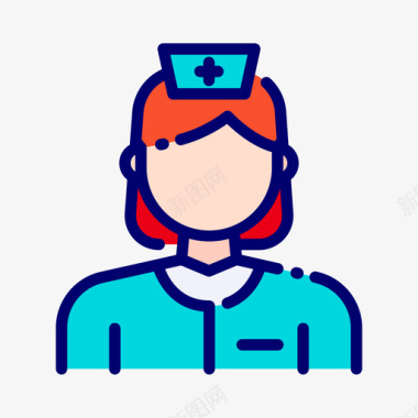 护士劳动节4线性颜色图标图标