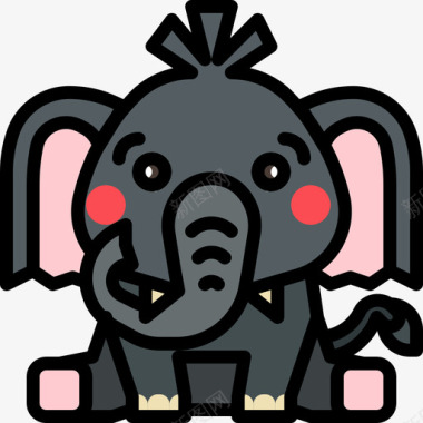 大象动物17线形颜色图标图标