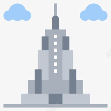 帝国大厦世界地标3平层图标图标