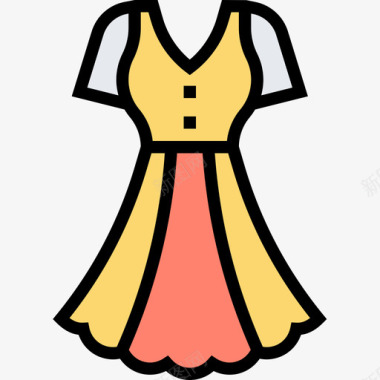 连衣裙衣服93线性颜色图标图标