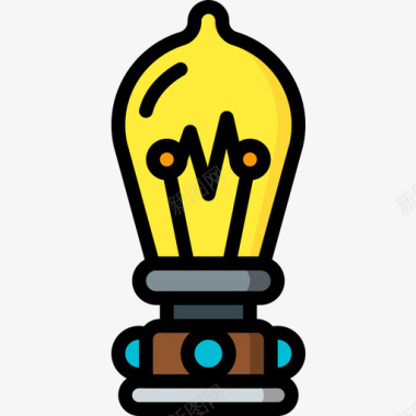 灯泡蒸汽朋克5线性颜色图标图标