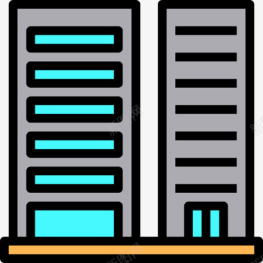 建筑50号楼线性颜色图标图标