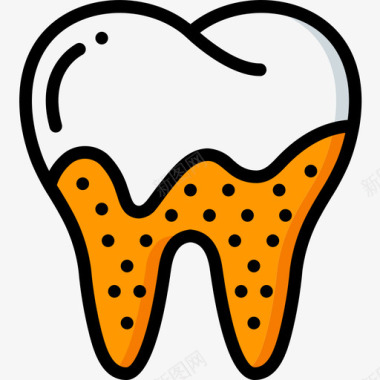 牙菌斑牙科学8线性颜色图标图标