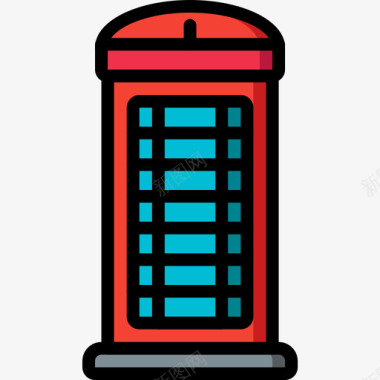电话亭英国4线性颜色图标图标