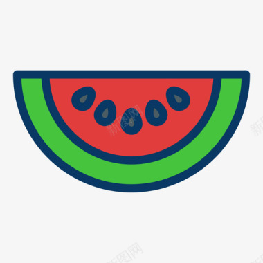西瓜水果和蔬菜36线形颜色图标图标
