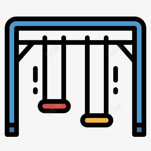 秋千城市公园26线性颜色图标svg_新图网 https://ixintu.com 城市公园26 秋千 线性颜色