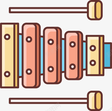 木琴音乐104线性颜色图标图标