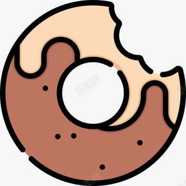 甜甜圈咖啡店97线性颜色图标图标