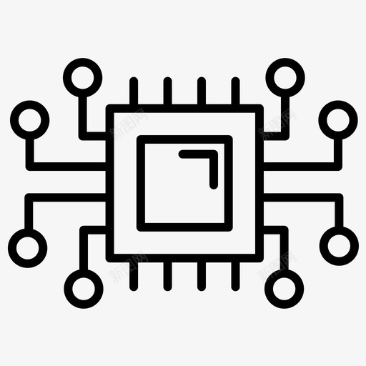 处理器集成电路微芯片图标svg_新图网 https://ixintu.com 人工智能 加粗 处理器 粗线条 芯片 集成电路