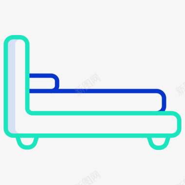 单人床家具装饰3轮廓颜色图标图标