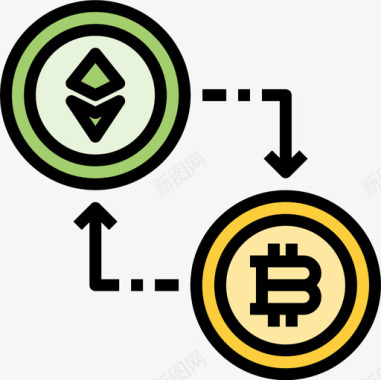 交换加密货币37线性颜色图标图标