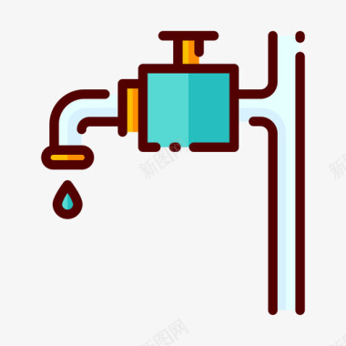 水龙头浴室56线性颜色图标图标