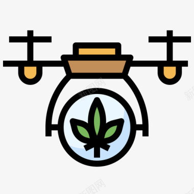 无人机大麻9线性颜色图标图标