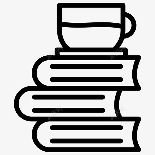 书籍咖啡杯子图标svg_新图网 https://ixintu.com 书籍 咖啡 商业概念加粗线条集154 学校 杯子 阅读 马克杯