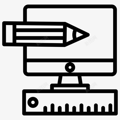 监视器笔铅笔图标svg_新图网 https://ixintu.com 刻度 加粗 工商管理 监视器 粗线 铅笔