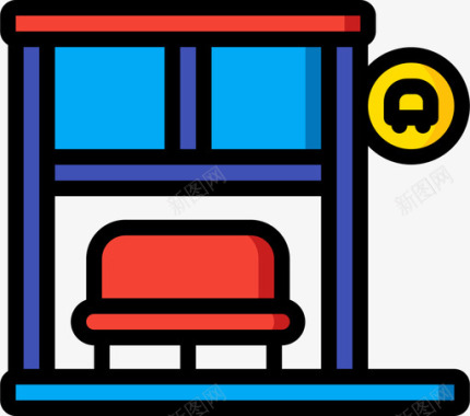 公交车站城市规划2线形颜色图标图标