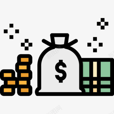 货币会计和金融8线性颜色图标图标