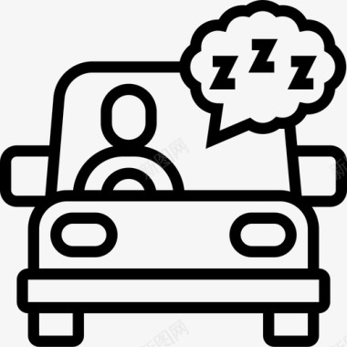 昏昏欲睡的驾驶智能汽车直线型图标图标