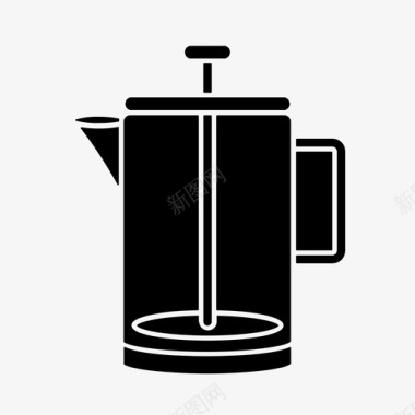 法式压榨咖啡机咖啡机法式压榨机图标图标