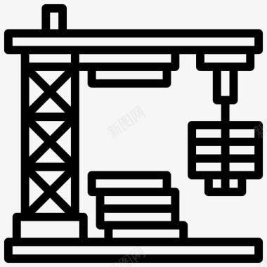 起重机工程77线性图标图标