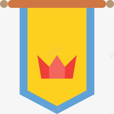王冠奖章和徽章11扁平图标图标