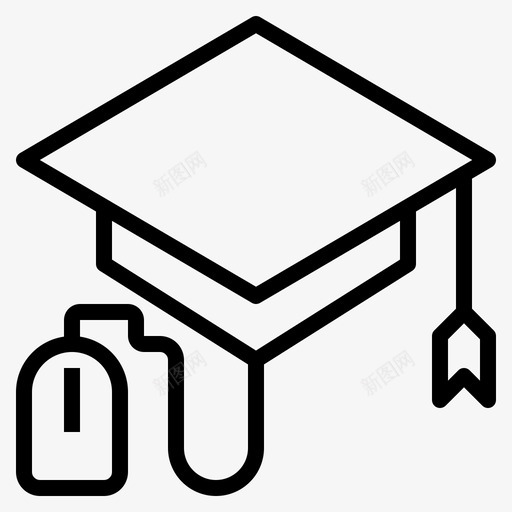 Mortarboard数字学习1线性图标svg_新图网 https://ixintu.com Mortarboard 学习 数字 线性