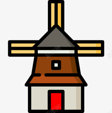 风车荷兰17线性颜色图标图标