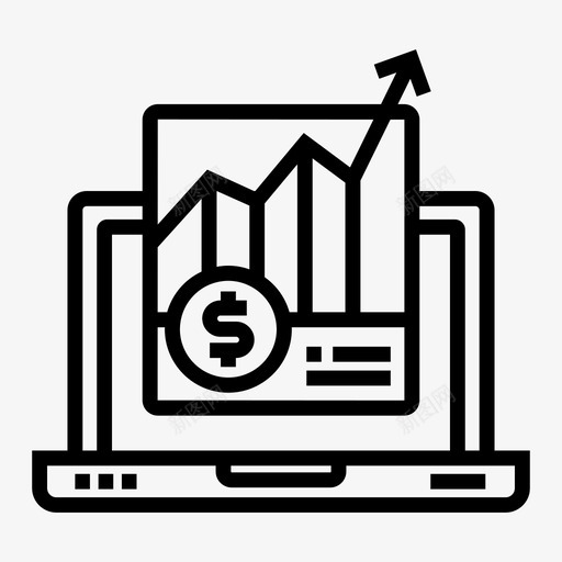 股票分析图表图标svg_新图网 https://ixintu.com 上涨 分析 图表 笔记本电脑 股票