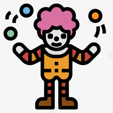 小丑七月游乐园4线性颜色图标图标