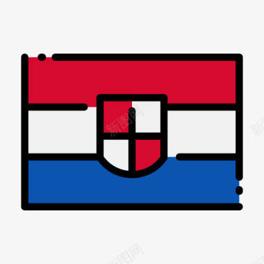 克罗地亚国旗1直线颜色图标图标