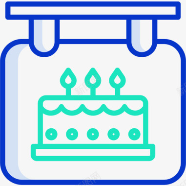 生日蛋糕派对和庆祝活动21轮廓颜色图标图标