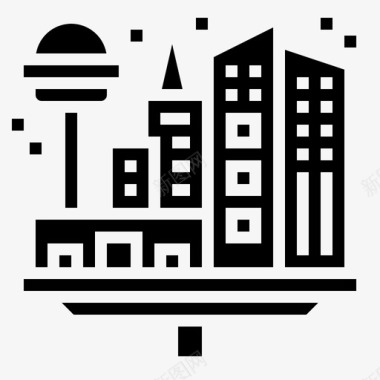 太空殖民地建筑物城市图标图标