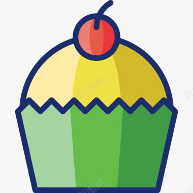 纸杯蛋糕食品饮料7线性颜色图标图标