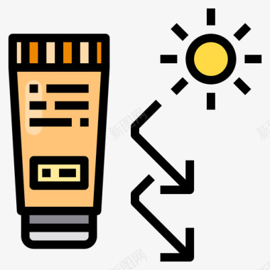 防晒霜夏季115线性颜色图标图标
