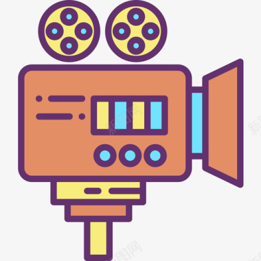 电影摄影机61电影院线性彩色图标图标