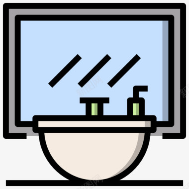 洗手盆卫生28线性颜色图标图标