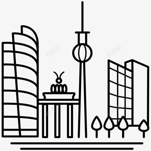 柏林建筑城市图标svg_新图网 https://ixintu.com 全景房屋 城市 天际线 建筑 柏林 风景