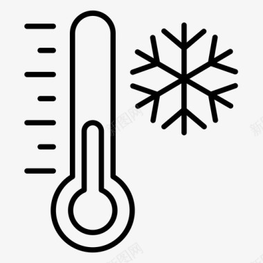 寒冷的一天雪温度计图标图标